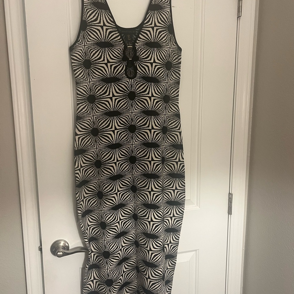 House of Harlow 1960 Black and White Geometric Midi Dress
